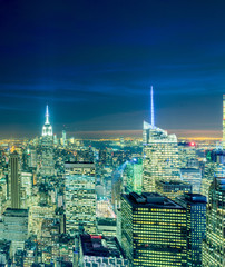 View of New York Manhattan during sunset hours