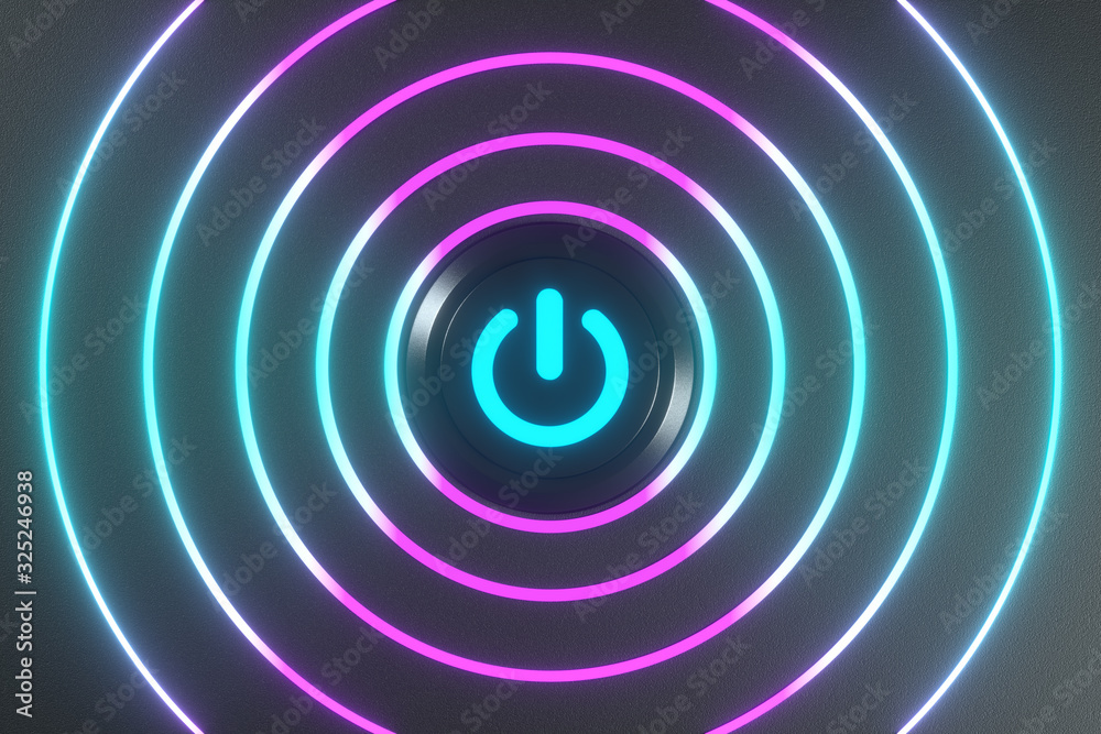 Poster Button and switch with dark background,abstract conception ,3d rendering.