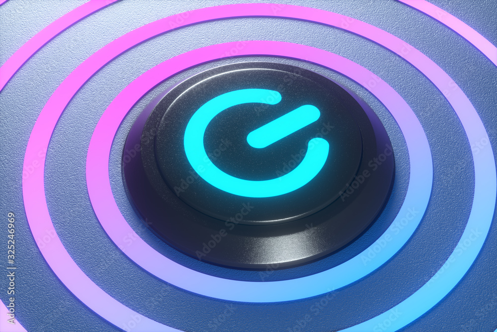 Poster Button and switch with dark background,abstract conception ,3d rendering.