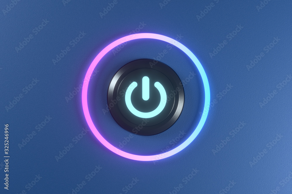 Poster Button and switch with dark background,abstract conception ,3d rendering.