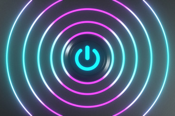 Button and switch with dark background,abstract conception ,3d rendering.