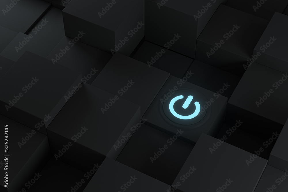 Poster Switch and cubes with dark background,abstract conception ,3d rendering.