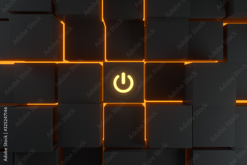 Poster Switch and cubes with dark background,abstract conception ,3d rendering.