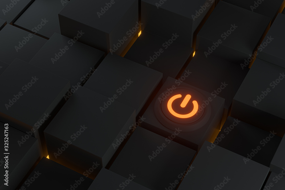Poster Switch and cubes with dark background,abstract conception ,3d rendering.