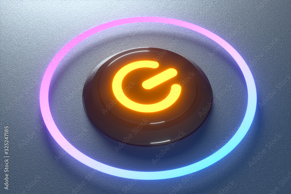 Poster Button and switch with dark background,abstract conception ,3d rendering.