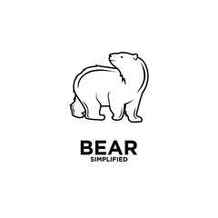 Bear outline line logo icon design vector illustration