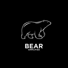 Black Bear outline line logo icon design vector illustration