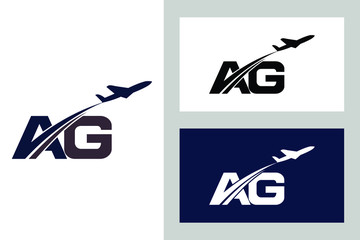 Initial Letter A and G with Aviation Logo Design, Air, Airline, Airplane and Travel Logo template.