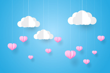 Fototapeta na wymiar happy valentine day, pink heart in the sky,Vector illustration.