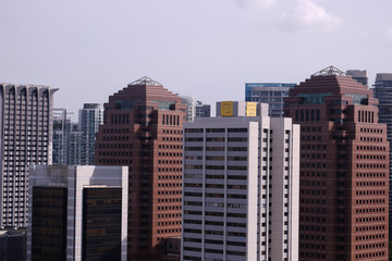 Fototapeta na wymiar high angle view of singapore financial buildings.