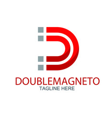 Letter D with magnet Creative logo design template. Double magnet icon