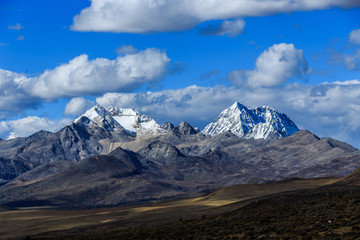 Gongga Shan or Minya Konka Mountain with Cloudy Sky and Stars, Sichuan Provence, China