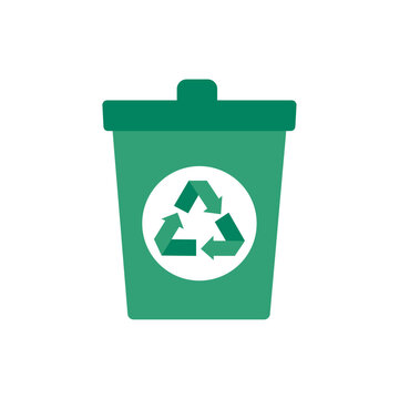 arrows recycle symbol in waste bin