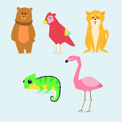 animals cartoon illustration collection. flat design illustration