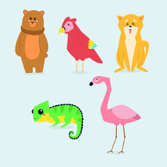 Fototapeta premium animals cartoon illustration collection. flat design illustration