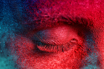 Fototapeta premium Beautiful woman with unusual makeup, closeup