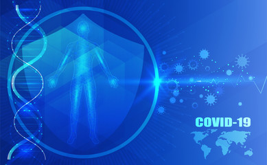 COVID-19 (Middle East Respiratory Coronavirus Syndrome-Novel Coronavirus) Technology Background. Design Concept for Protection against Viral Pandemic. Chinese Virus Outbreak Quarantined,Health vector 