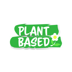 plant based natural product sticker organic healthy vegan market logo fresh food emblem badge design vector illustration