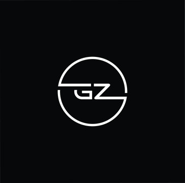 Minimal elegant monogram art logo. Outstanding professional trendy awesome artistic GZ ZG initial based Alphabet icon logo. White color on black background