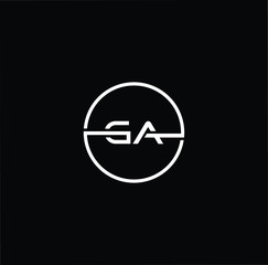 Minimal elegant monogram art logo. Outstanding professional trendy awesome artistic GA AG initial based Alphabet icon logo. White color on black background