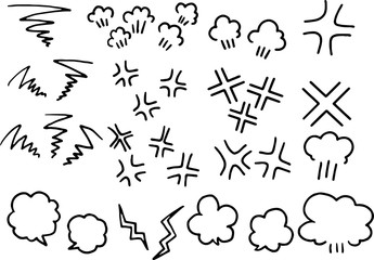 Variation of handwritten anger mark set