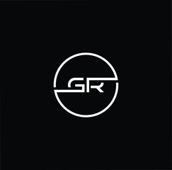 Minimal elegant monogram art logo. Outstanding professional trendy awesome artistic GR RG initial based Alphabet icon logo. White color on black background - obrazy, fototapety, plakaty