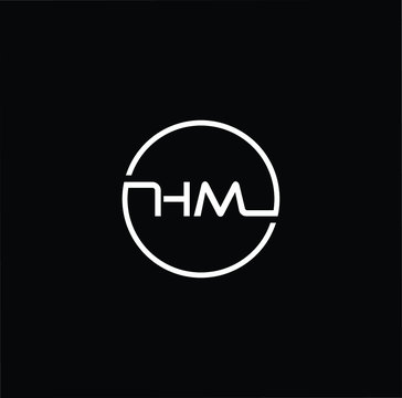 Minimal elegant monogram art logo. Outstanding professional trendy awesome artistic HM MH initial based Alphabet icon logo. White color on black background