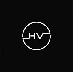 Minimal elegant monogram art logo. Outstanding professional trendy awesome artistic HV VH initial based Alphabet icon logo. White color on black background
