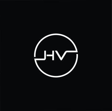 Minimal elegant monogram art logo. Outstanding professional trendy awesome artistic HV VH initial based Alphabet icon logo. White color on black background