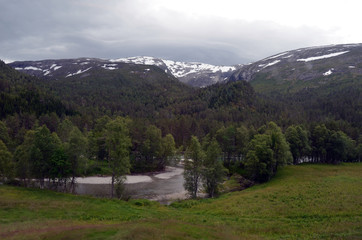 Railway travel in Norway.Views from the train. The Bergen - Oslo train. 