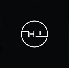 Minimal elegant monogram art logo. Outstanding professional trendy awesome artistic HJ JH initial based Alphabet icon logo. White color on black background
