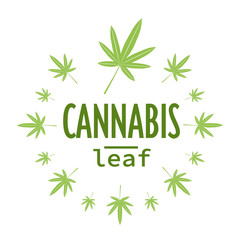 medical cannabis or marijuana leaf badge hemp legalize sticker drug consumption concept vector illustration