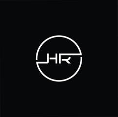 Minimal elegant monogram art logo. Outstanding professional trendy awesome artistic HR RH initial based Alphabet icon logo. White color on black background
