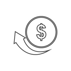 Dollar reload line icon isolated on white background