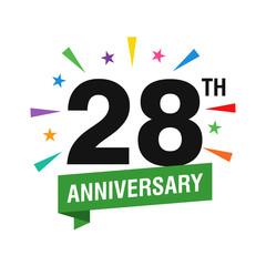 28th Years Anniversary Logo Design Vector