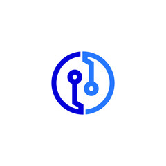 Circle technology logo. Abstract vector icon tech