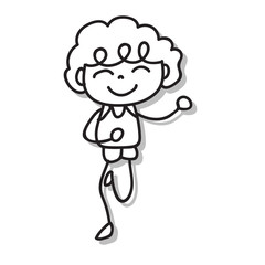 Hand drawing doodle cartoon character happy boy happiness abstract people vector illustration for kid