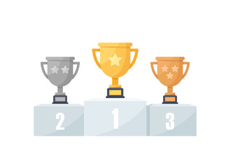 1st, 2nd and 3rd places. Gold, silver, bronze,trophy