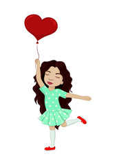 Plakat Little girl with heart balloon