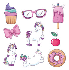 collection of sweet and fantasy icons vector illustration design