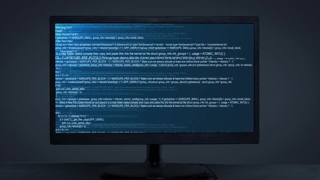 Security hacking code data displaying on monitor