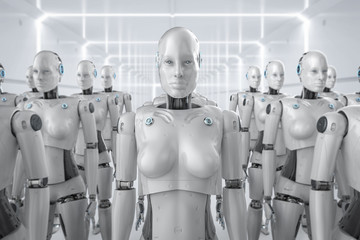 Obraz premium Female cyborg army