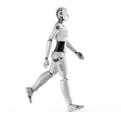 Female cyborg or robot walk