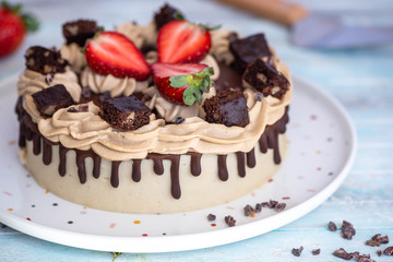 Vegan cake made from coconut milk and coconut sugar cream