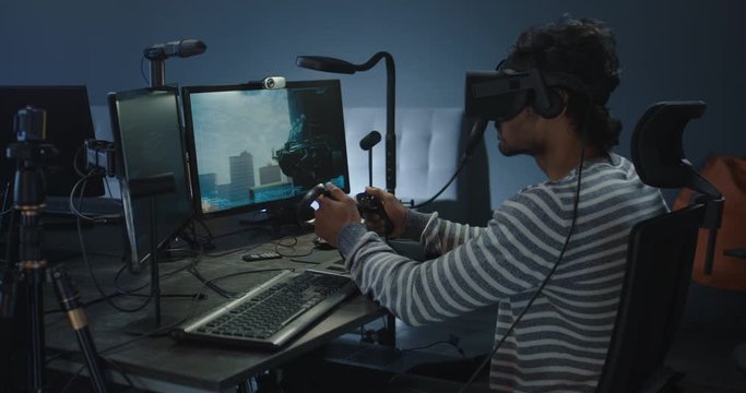 Man playing a VR game