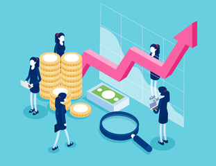 Financial administration. Business finance and investment concept. Flat isometric vector style