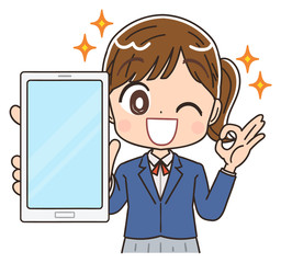 女子高生のイラスト 女子 女  中学生 ブレザー マンガ アニメ
