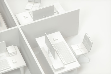 Office model with white background,abstract conception,3d rendering.