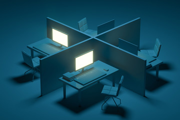 Office model with dark background,abstract conception,3d rendering.