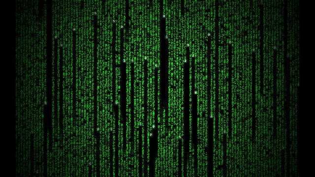  Cyberspace with green digital falling lines, abstract background, binary chain. Crypto space.Digital binary data, streaming code background. Matrix background. Programming / Coding / Hacker concept. 